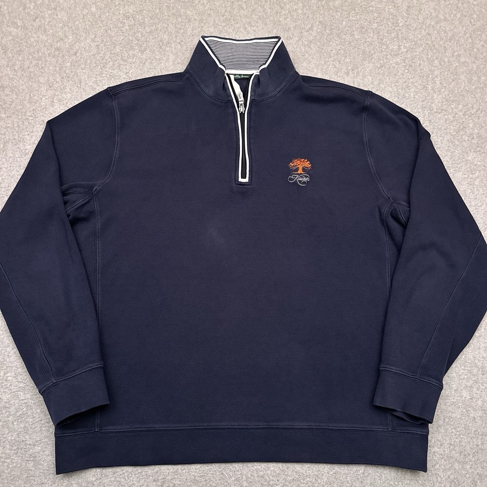 Bobby Jones Kiawah The Ocean Course 1/4 Zip Sweatshirt Mens XL Blue Golf Faded‎